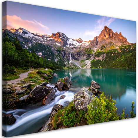 Wandbild Landschaft See Berge Natur 90x60 cm (1/5)