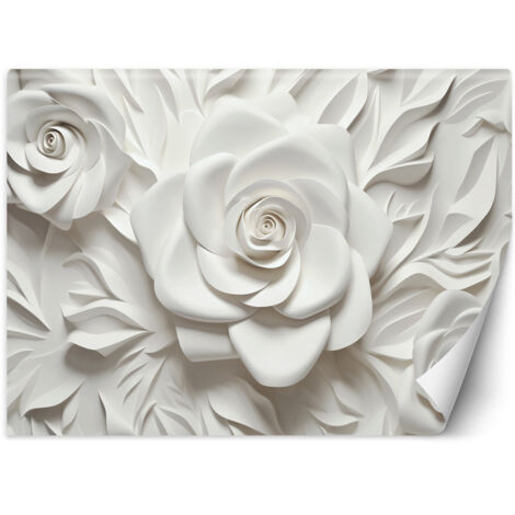 Fototapete Weiße Blumen 3D 200x140 cm (1/5)