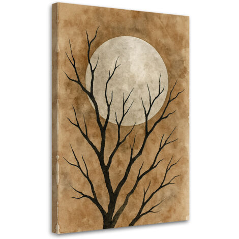 Wandbild Japandi Baum Mond Aquarell Beige Vintage 40x60 cm (1/5)