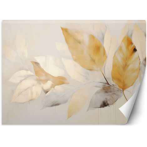 Fototapete Boho-Zweige beige-gelbe Blätter 300x210 cm (1/5)