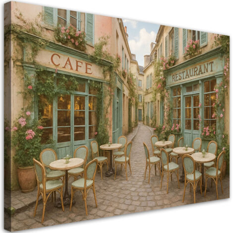 Wandbild Paris Restaurant Café im Boho Stil 90x60 cm (1/5)