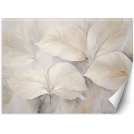 Fototapete Pflanzenblätter beige Natur 3D Boho 400x280 cm (1/5)