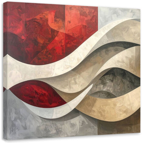 Wandbild Abstraktion Linien Textur beige rot 60x60 cm (1/5)