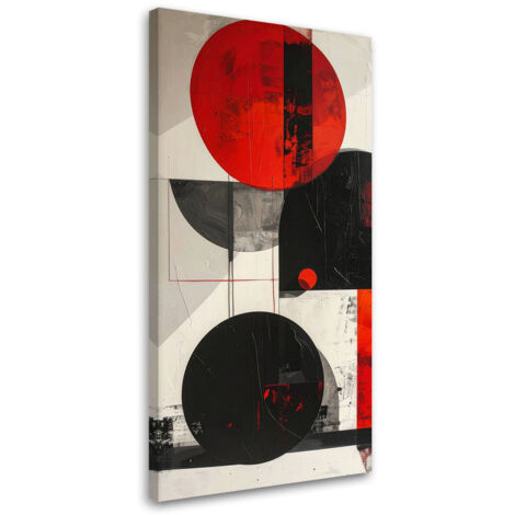 Wandbild Abstraktion Kreise geometrisch rot schwarz 40x80 cm (1/5)