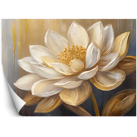 Fototapete Blumen Gemalt Gold Glamour 300x210 cm (1/5)