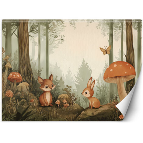 Tapete für Kinderzimmer Waldtiere Natur Beige 250x175 cm (1/5)