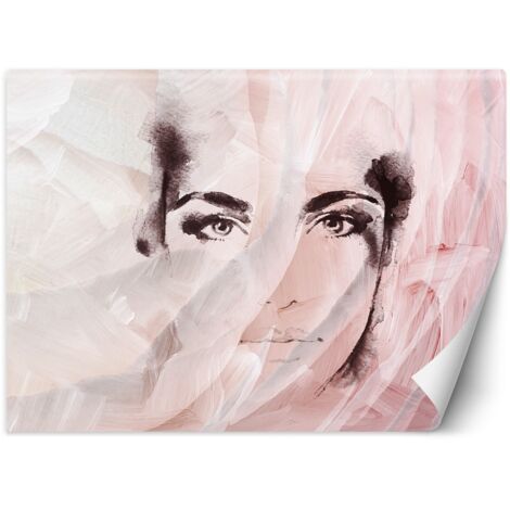 Fototapete Weibliches Frau Gesicht Rosa 250x175 cm (1/5)