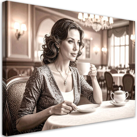 Wandbild Frau Restaurant Kaffeetasse 60x40 cm (1/5)