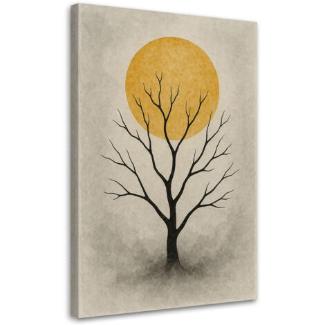 Wandbild Japandi Baum ohne Blätter Minimalismus Beige Sonne 40x60 cm (1/5)