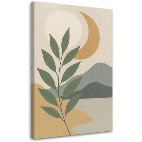 Wandbild Blatt Luna Minimalismus Beige Grau 40x60 cm (1/5)