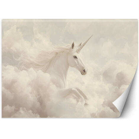 Tapete für Kinder Einhorn in beigen Wolken 250x175 cm (1/5)