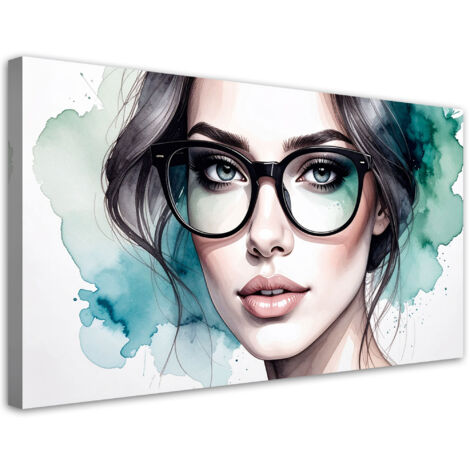 Wandbild Mädchen Frau mit Brille 80x40 cm (1/5)