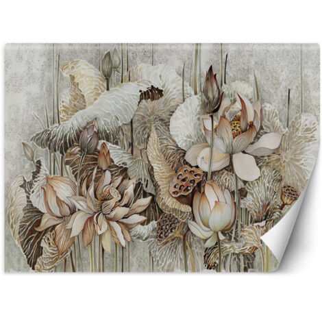 Fototapete Lotus Blumen Beige Braun 450x315 cm (1/5)