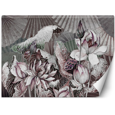 Fototapete Lotus Blumen Pflanzen Beige Grau 254x184 cm (1/5)
