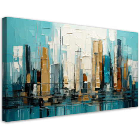 Wandbild Stadt Abstraktion Gebäude Türkis 100x50 cm (1/5)