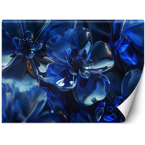 Fototapete Blaue 3D-Glasblumen 350x245 cm (1/5)