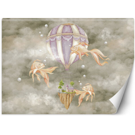 Fototapete Fliegender Ballon und Fisch Beige 368x254 cm (1/5)