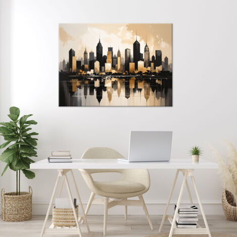 Wandbild Moderne Stadt der Zukunft in Beige 60x40 (1/4)