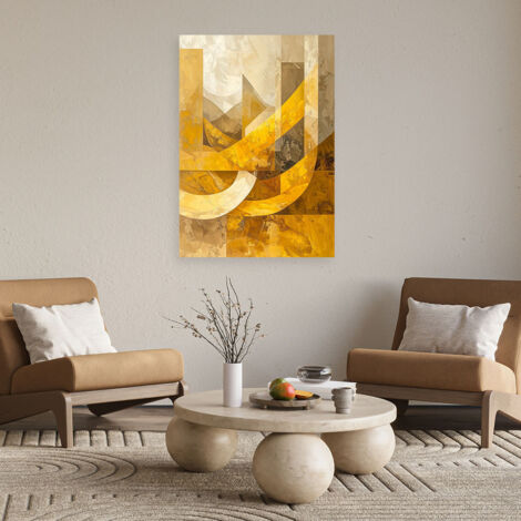 Wandbild Abstrakte geometrische Formen Gelb und Beige 40x60 (1/4)
