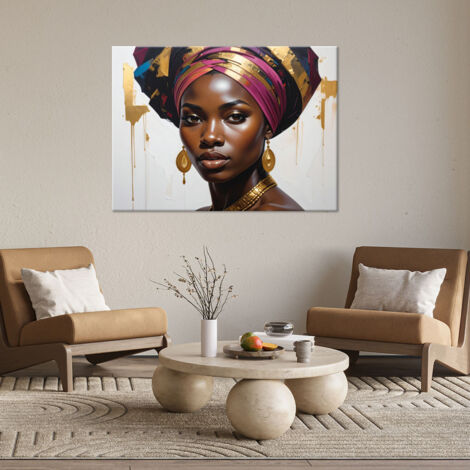 Wandbild Frau mit Turban im Glamour-Stil 90x60 (1/4)