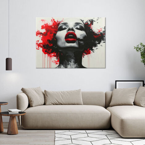 Wandbild Rote Lippen Modern Schwarz und Rot 60x40 (1/4)