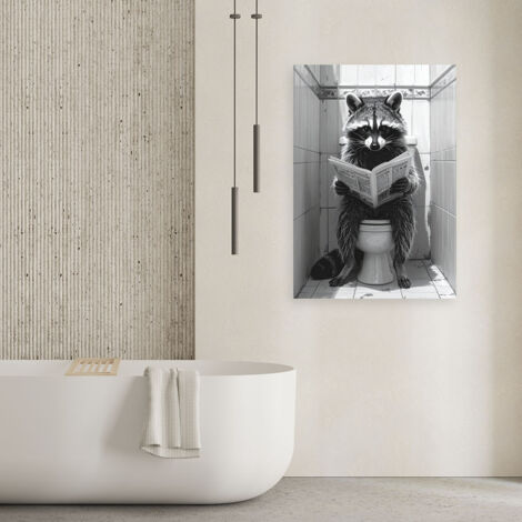 Wandbild Waschbär in der Toilette 40x60 (1/4)
