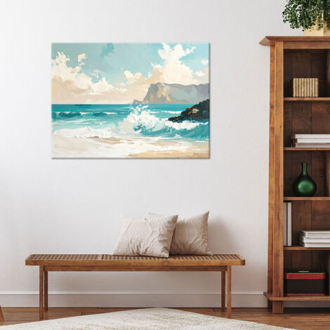 Wandbild Meereslandschaft malerische Felsen in hellen Türkistönen 100x70 (1/4)