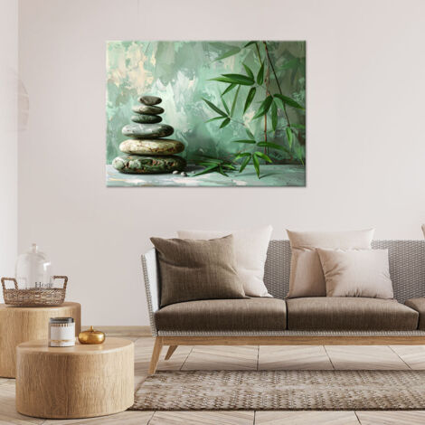 Wandbild Zen-Spa-Steine Bambus-Imitatfarbe 90x60 (1/4)