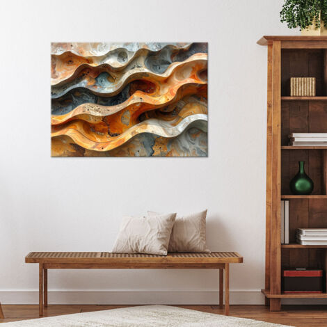 Wandbild Abstrakte organische Felsstrukturen in Orange und Grau 60x40 (1/4)