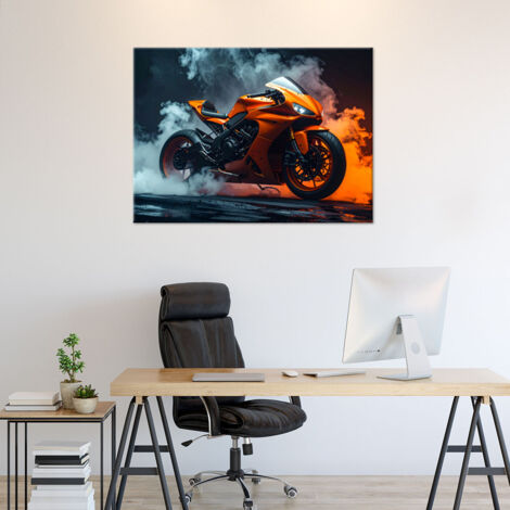 Wandbild Orangefarbenes Motorrad 100x70 (1/4)