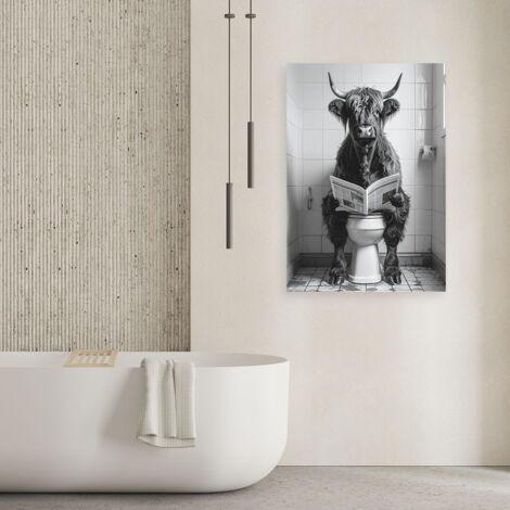 Wandbild Kuh in der Toilette 70x100