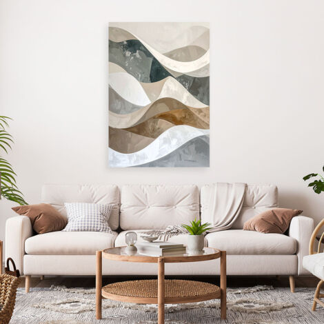 Wandbild Geometrische Abstraktion weißer beiger Glamour Stil mit Wellen 40x60 (1/4)