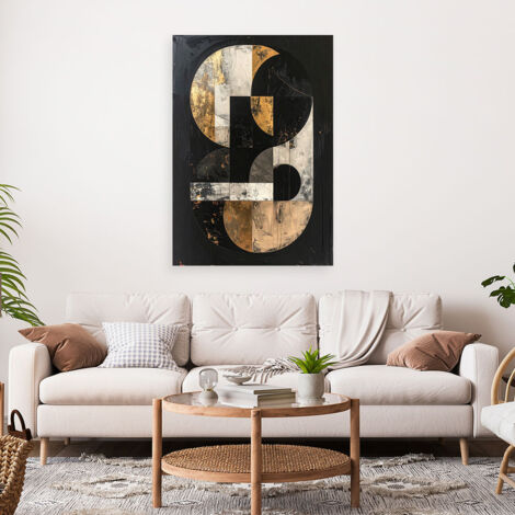 Wandbild Schwarz goldene geometrische Abstraktion im Glamour Stil 70x100 (1/4)