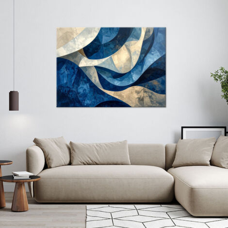 Wandbild Wellen Abstrakte blaue beige 60x40 (1/4)