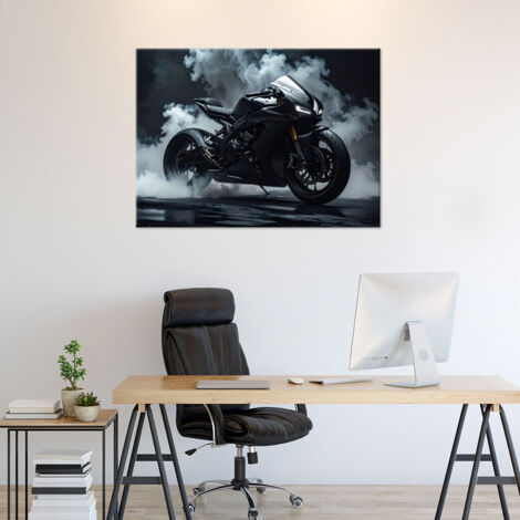 Wandbild Schwarzes Motorrad Sportmotorrad 60x40 (1/4)