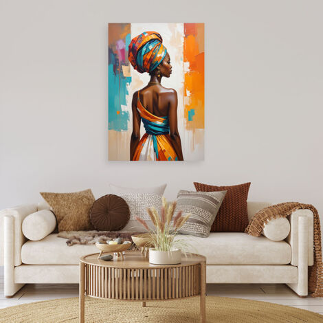 Wandbild Farbenfrohe afrikanische Frau moderne ethnische Dekoration mit Turban 40x60 (1/4)