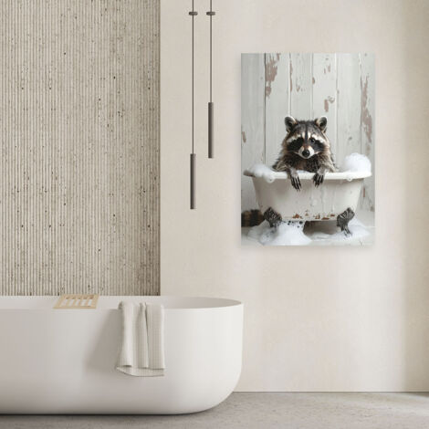 Wandbild Waschbär in einer Badewanne mit Schaum 70x100 (1/4)