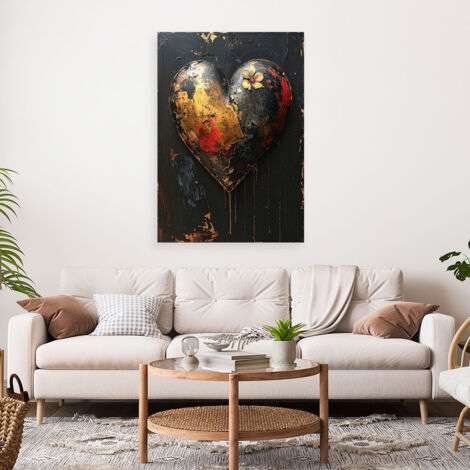 Wandbild 3D Herz Liebe schwarz und gold 40x60 (1/4)