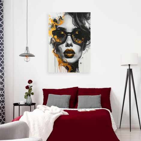 Wandbild Glamour Frau Porträt Schwarz Weiß Gold 40x60 (1/4)