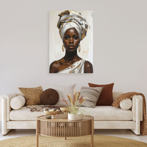 Wandbild Frau mit weißem Turban im Glamour Stil 70x100 (1/4)