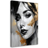 Wandbild Frau Porträt Goldene Akzente 60x90 cm