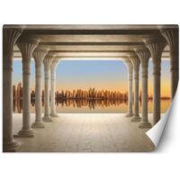 Fototapete Kolonnade mit Blick auf die Stadt 3d 400x280 cm