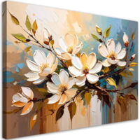 Modernes Wandbild für das Wohnzimmer oder Schlafzimmer Weiße Blumen Zweige Natur 90x60 cm