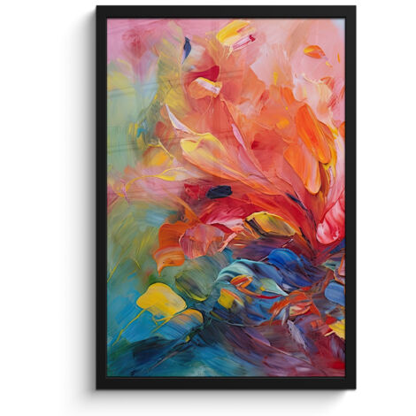 PÓSTER ENMARCADO Pintura al óleo - Arte - Abstracto - Colorido Decoracion Pared Salon 40x60