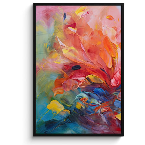 PÓSTER ENMARCADO Pintura al óleo - Arte - Abstracto - Colorido Pared Decoracion Grande 80x120