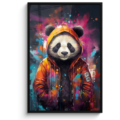 PÓSTER ENMARCADO Panda - Chaqueta - Graffiti - Naranja Pared Decoracion Grande 80x120