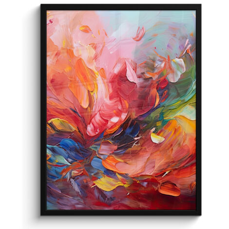 PÓSTER ENMARCADO Pintura al óleo - Arte - Abstracto - Colorido Cuadros Decorativos 60x80