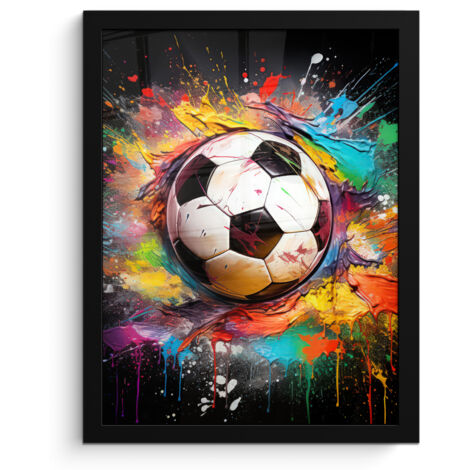 PÓSTER ENMARCADO Fútbol - Pintura - Colores - Negro - Blanco Decorativos de Salon 30x40 (1/5)