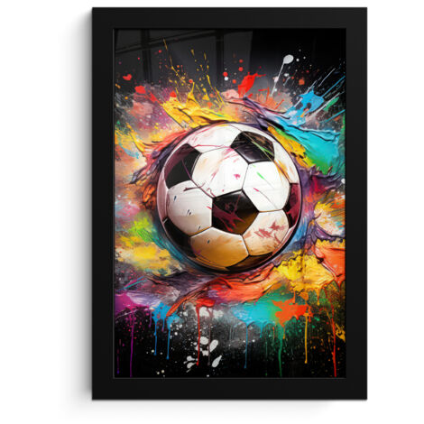 PÓSTER ENMARCADO Fútbol - Pintura - Colores - Negro - Blanco Cuadros 20x30 (1/5)