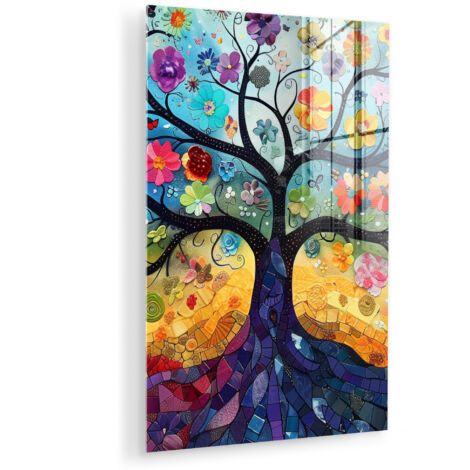 CUADRO DE METACRILATO Arte - Árbol de la vida - Flores - Hippie Decoracion Pared Salon 40x60